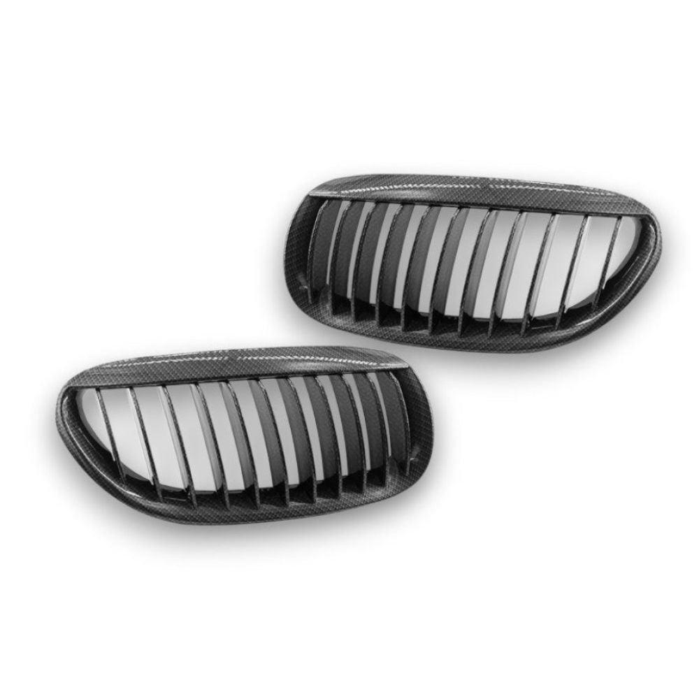 2005-2010 BMW 6-Series/M6 Single Slat Kidney Grilles | E63/E64 Carbon Fiber Kidney Grilles